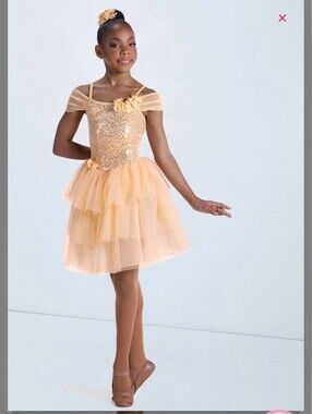Weissman Showtime Buttercream Yellow Sequin Tutu Dance Costume Size XXLC